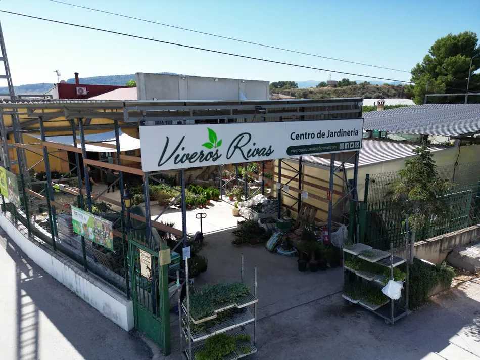 Tienda de Viveros Rivas con flores y plantas en Mula